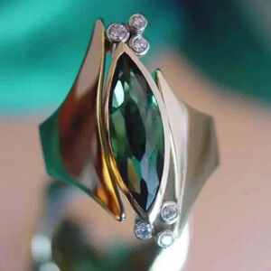 Boho Bridgerton Era Look 14k Rose Gold Over Sterling Silver CZ Ring